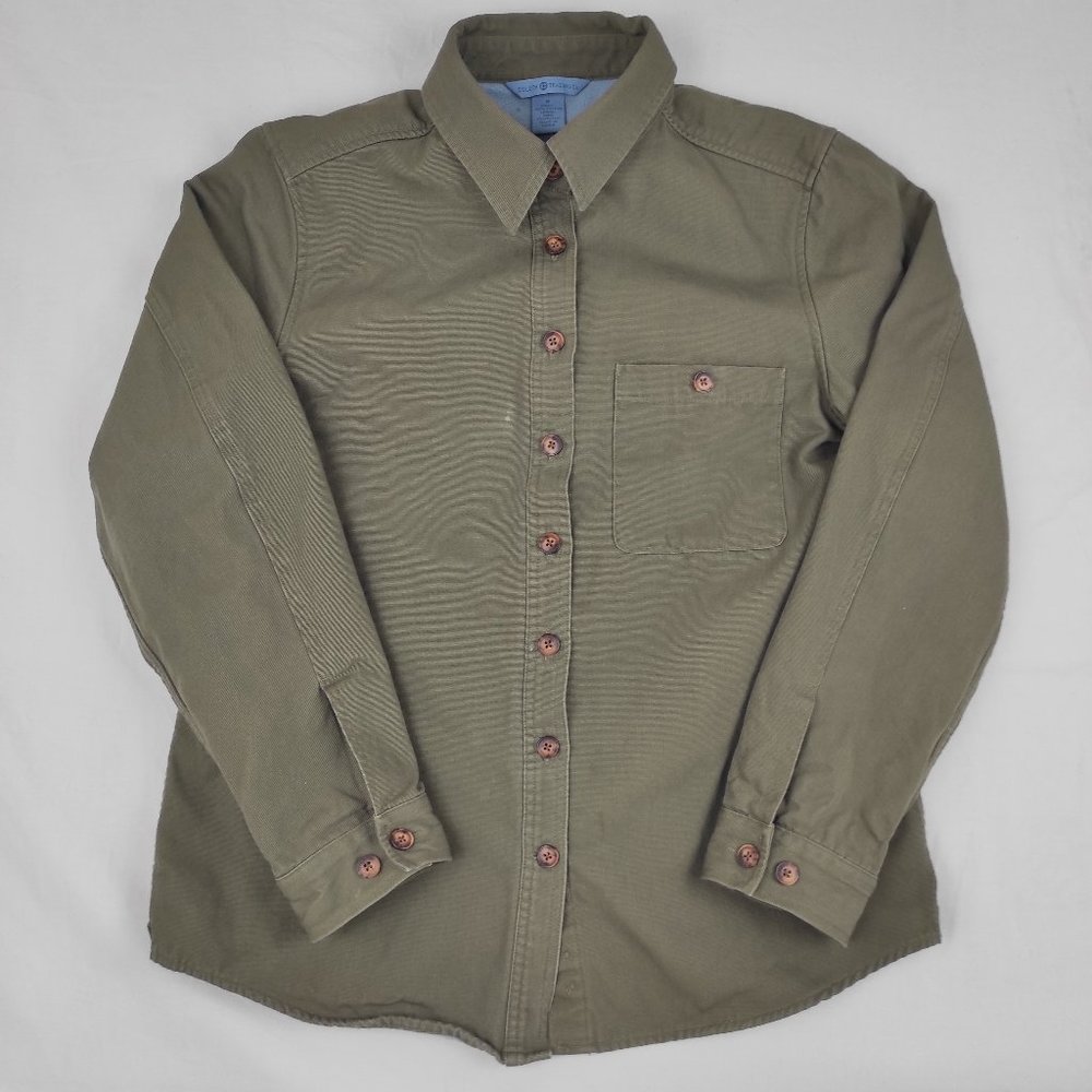 Duluth Trading Co Fleece Lined Work Shirt Women's M Olive Button Up
